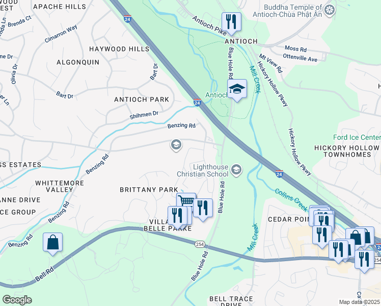 map of restaurants, bars, coffee shops, grocery stores, and more near 701 Saxony Lake Drive in Nashville
