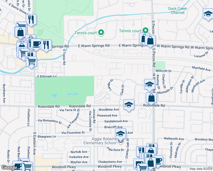 map of restaurants, bars, coffee shops, grocery stores, and more near 349 Lander Drive in Henderson