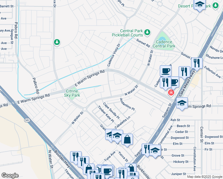 map of restaurants, bars, coffee shops, grocery stores, and more near 96 Campbelltown Avenue in Henderson