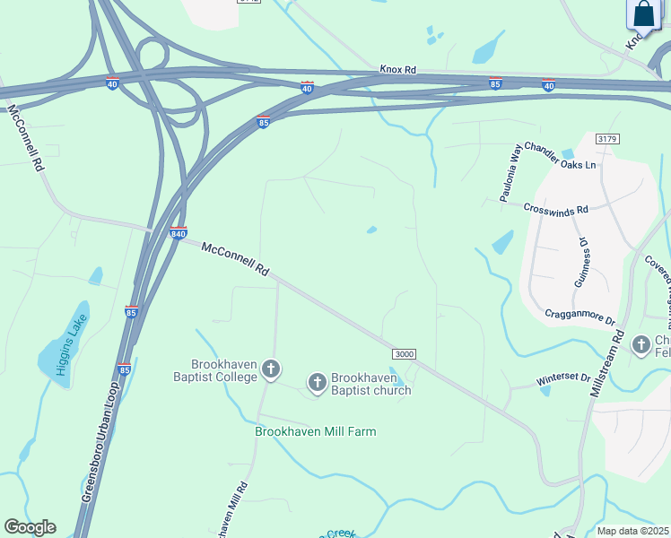 map of restaurants, bars, coffee shops, grocery stores, and more near 4105 McConnell Road in Greensboro