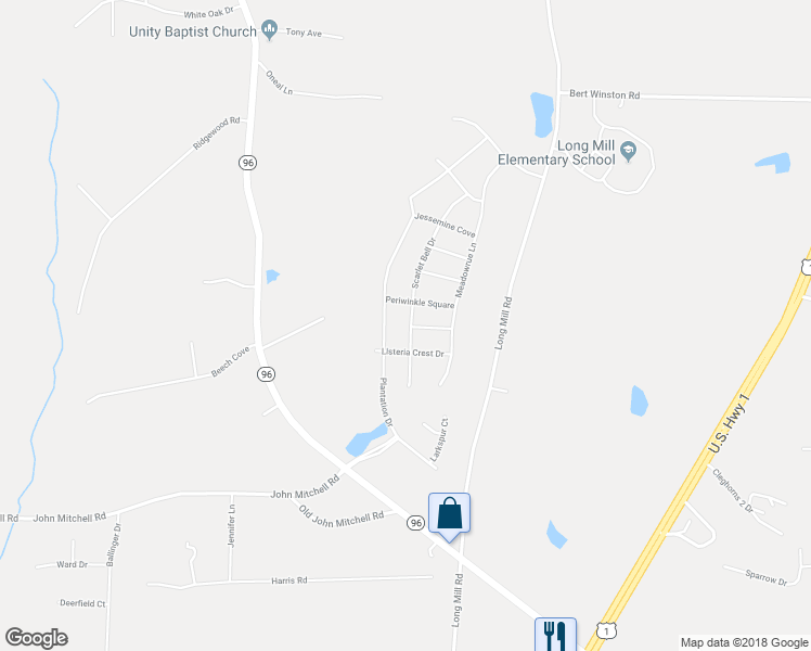 map of restaurants, bars, coffee shops, grocery stores, and more near 148 Scarlet Bell Drive in Youngsville