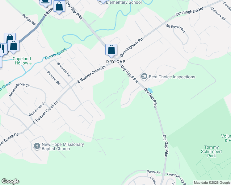 map of restaurants, bars, coffee shops, grocery stores, and more near 1308 East Beaver Creek Drive in Knoxville