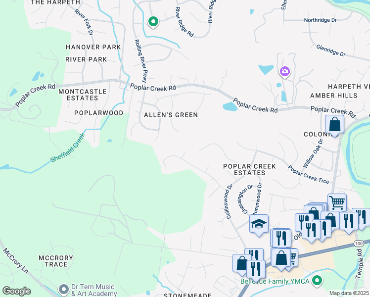 map of restaurants, bars, coffee shops, grocery stores, and more near 1509 Forrest Oaks Place in Nashville