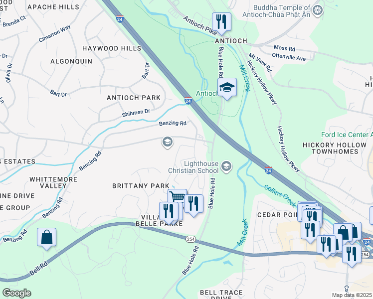 map of restaurants, bars, coffee shops, grocery stores, and more near 701 Saxony Lake Drive in Nashville