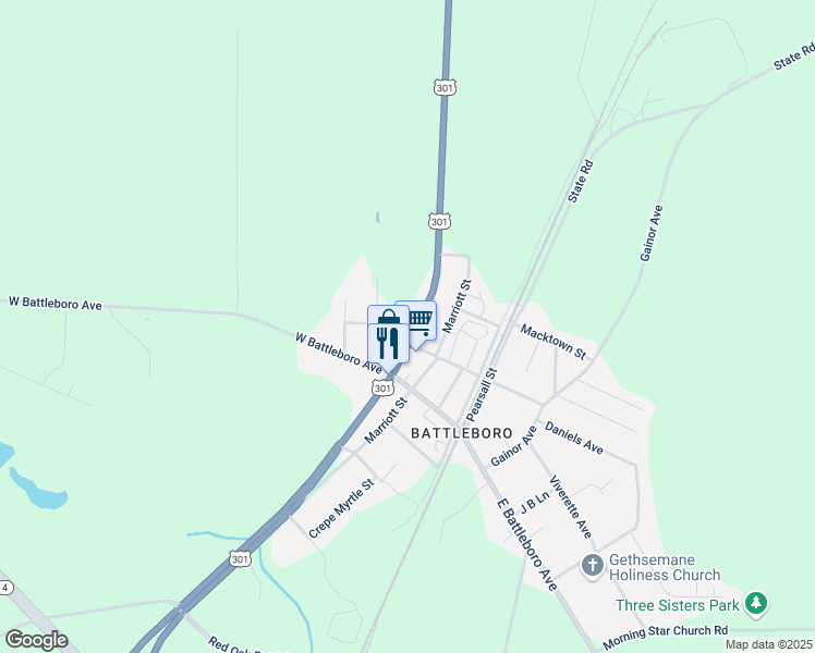 map of restaurants, bars, coffee shops, grocery stores, and more near 5201 Hathaway Street in Rocky Mount