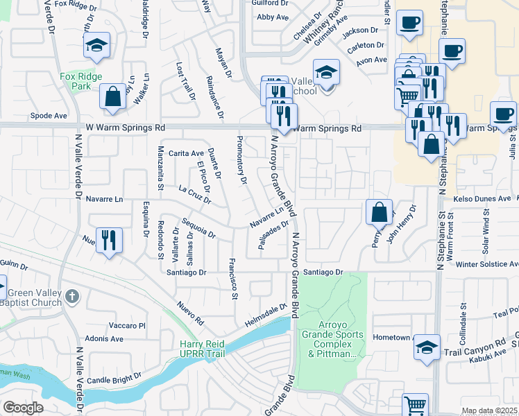 map of restaurants, bars, coffee shops, grocery stores, and more near 356 Promontory Drive in Henderson