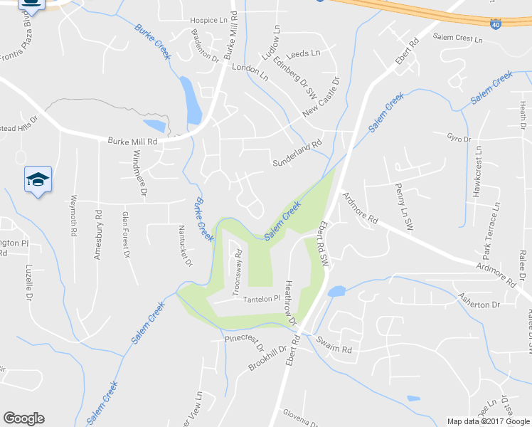 map of restaurants, bars, coffee shops, grocery stores, and more near 2658 Merry Oaks Trail in Winston-Salem