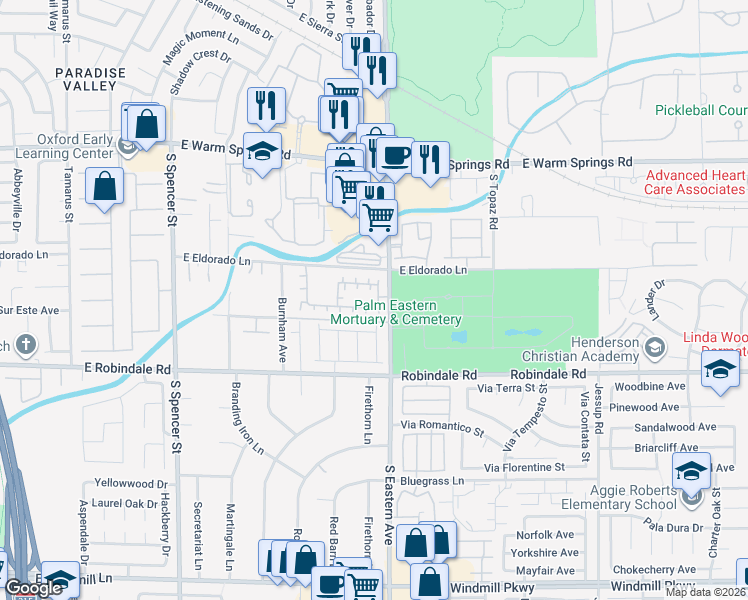 map of restaurants, bars, coffee shops, grocery stores, and more near 2348 Buffalo Run Avenue in Las Vegas