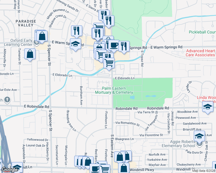 map of restaurants, bars, coffee shops, grocery stores, and more near 2348 Buffalo Run Avenue in Las Vegas