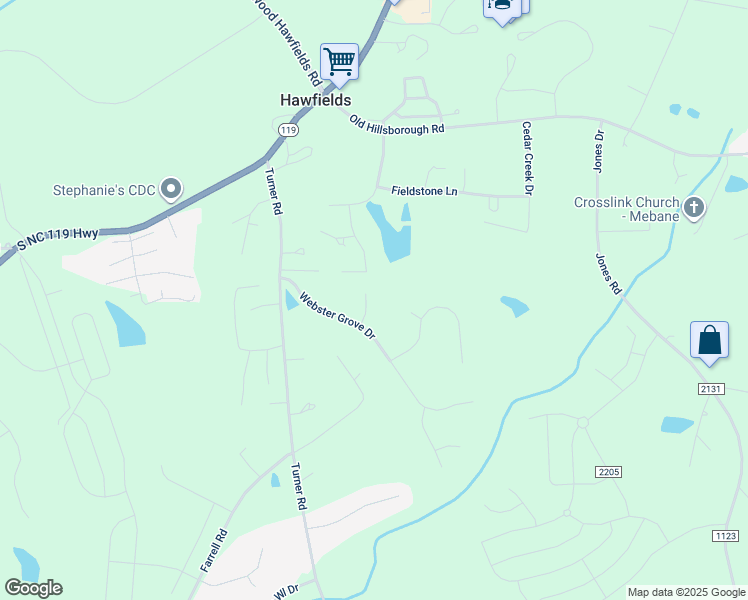 map of restaurants, bars, coffee shops, grocery stores, and more near 1820 Fox Hall Lane in Mebane