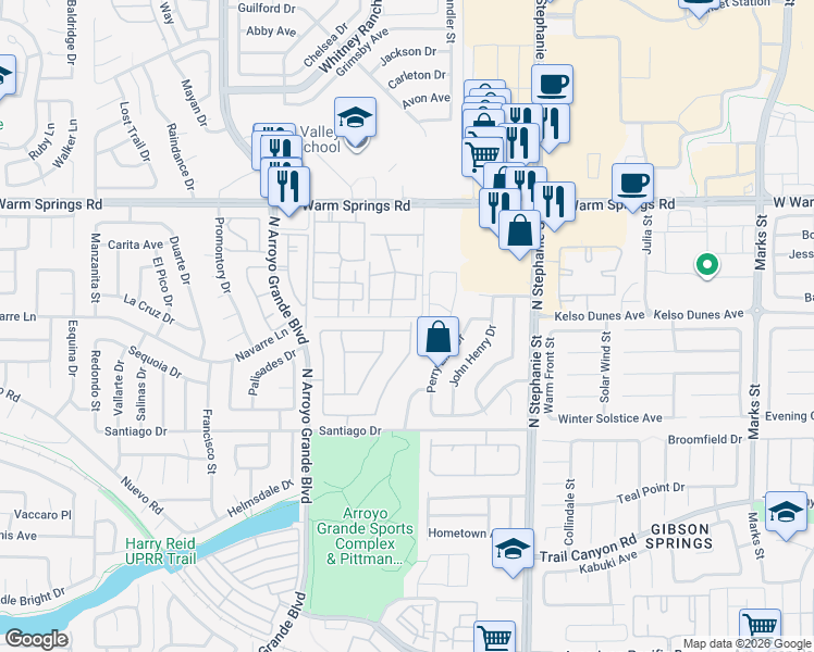 map of restaurants, bars, coffee shops, grocery stores, and more near 1558 Pimlico Hills Street in Henderson