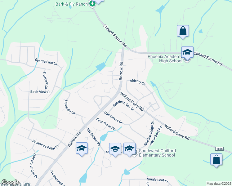 map of restaurants, bars, coffee shops, grocery stores, and more near 4523 Barrow Road in High Point