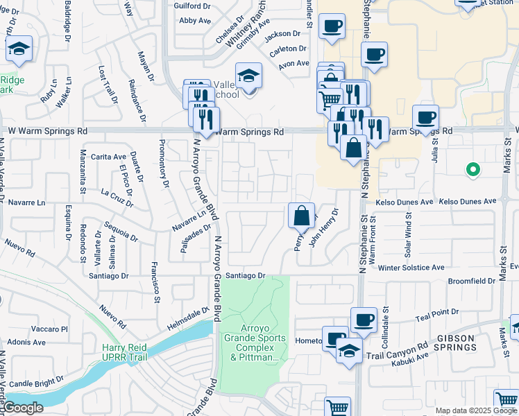 map of restaurants, bars, coffee shops, grocery stores, and more near 1576 Pimlico Hills Street in Henderson