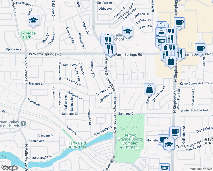 map of restaurants, bars, coffee shops, grocery stores, and more near 2 Saint Malo Way in Henderson