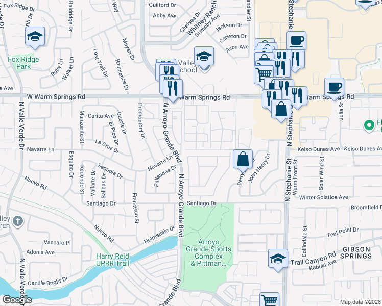 map of restaurants, bars, coffee shops, grocery stores, and more near 1594 Pimlico Hills Street in Henderson