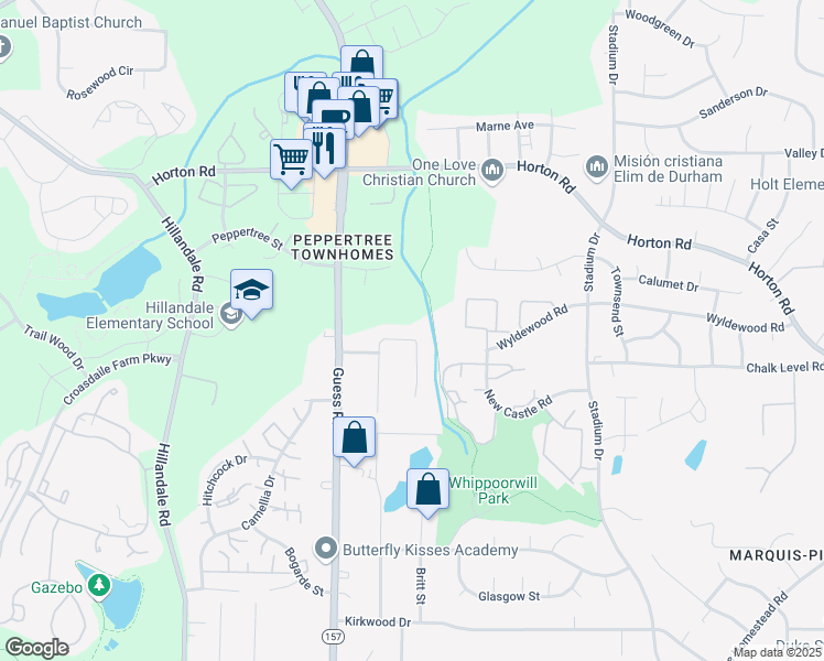 map of restaurants, bars, coffee shops, grocery stores, and more near 1800 Cannon Drive in Durham