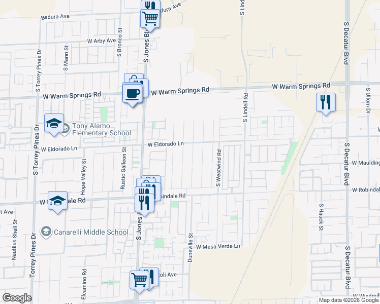 map of restaurants, bars, coffee shops, grocery stores, and more near 7537 Treasure Chest Street in Las Vegas