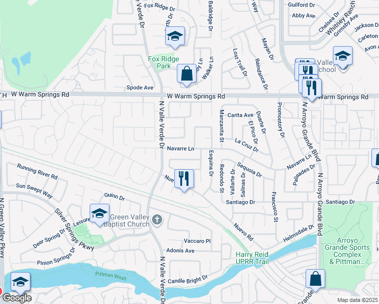 map of restaurants, bars, coffee shops, grocery stores, and more near 1815 Navarre Lane in Henderson