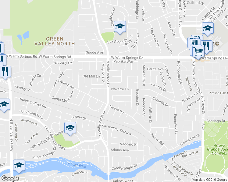 map of restaurants, bars, coffee shops, grocery stores, and more near 1827 Navarre Lane in Henderson