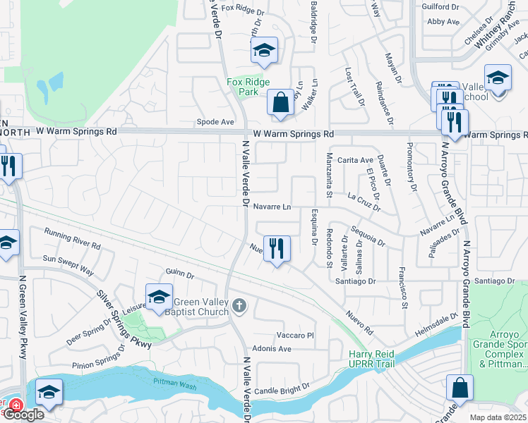 map of restaurants, bars, coffee shops, grocery stores, and more near 1827 Navarre Lane in Henderson