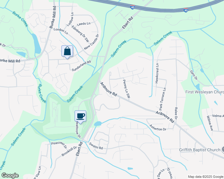 map of restaurants, bars, coffee shops, grocery stores, and more near 1955 Crest Bluff View Drive in Winston-Salem