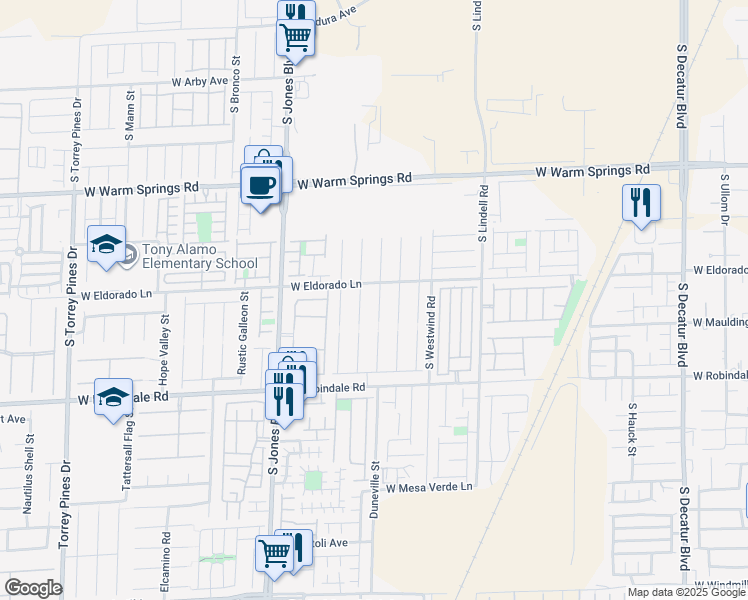 map of restaurants, bars, coffee shops, grocery stores, and more near 7529 Treasure Chest Street in Las Vegas