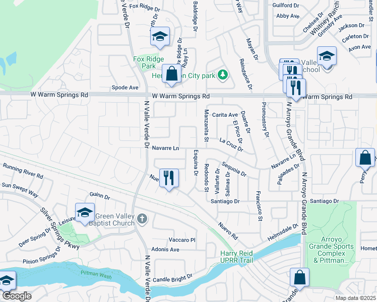 map of restaurants, bars, coffee shops, grocery stores, and more near 348 Fuente Drive in Henderson