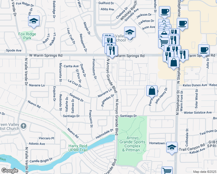 map of restaurants, bars, coffee shops, grocery stores, and more near 2 Saint Malo Way in Henderson