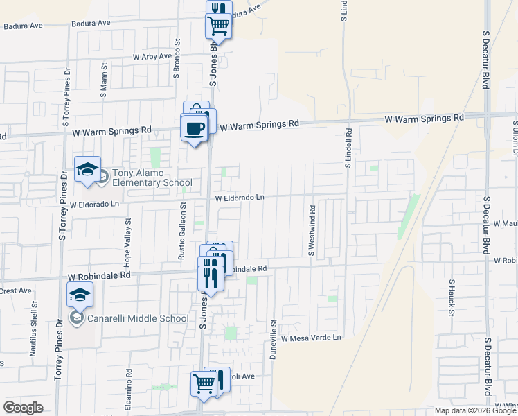 map of restaurants, bars, coffee shops, grocery stores, and more near 7526 Tuckaway Harbor Street in Las Vegas