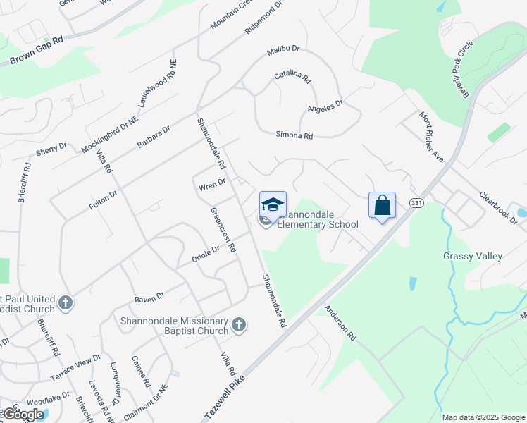 map of restaurants, bars, coffee shops, grocery stores, and more near 4812 Cannon Ridge DR. in Knoxville