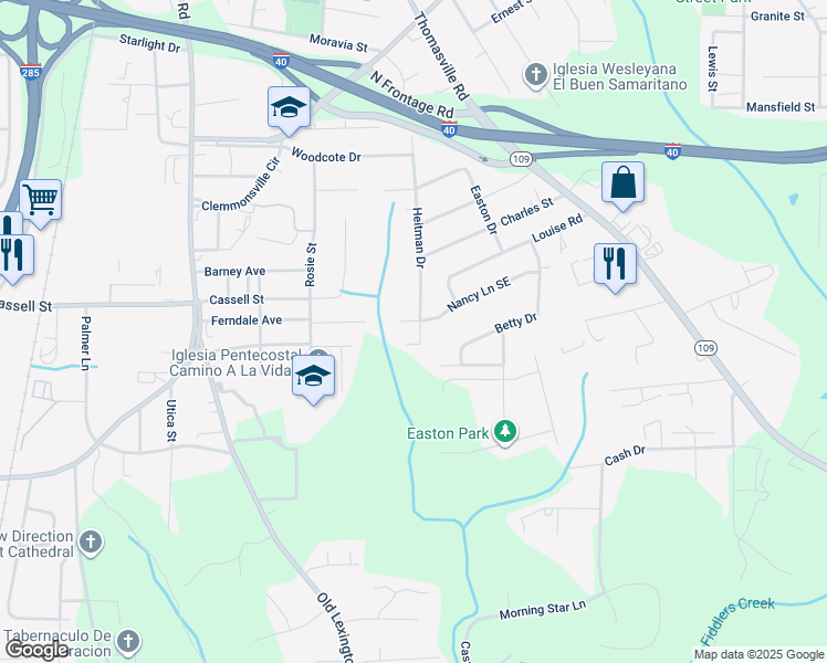 map of restaurants, bars, coffee shops, grocery stores, and more near 924 Ferndale Avenue in Winston-Salem