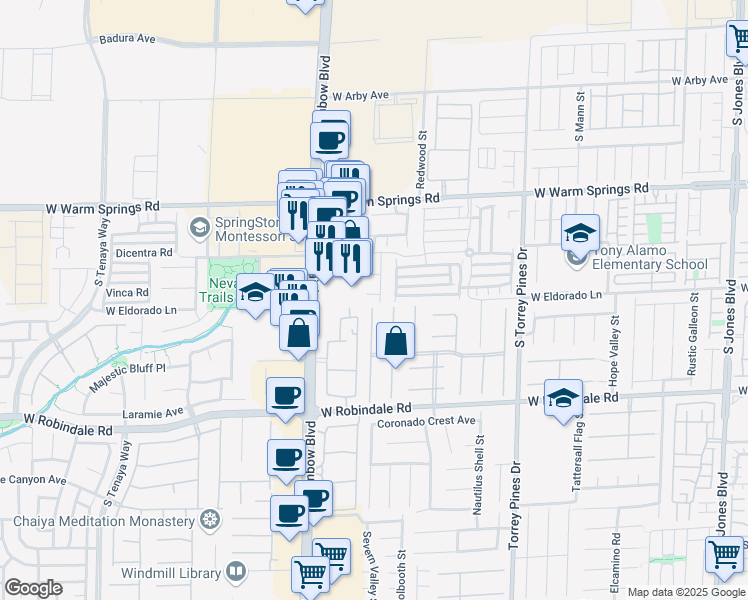 map of restaurants, bars, coffee shops, grocery stores, and more near 6777 Cool Melon Court in Las Vegas