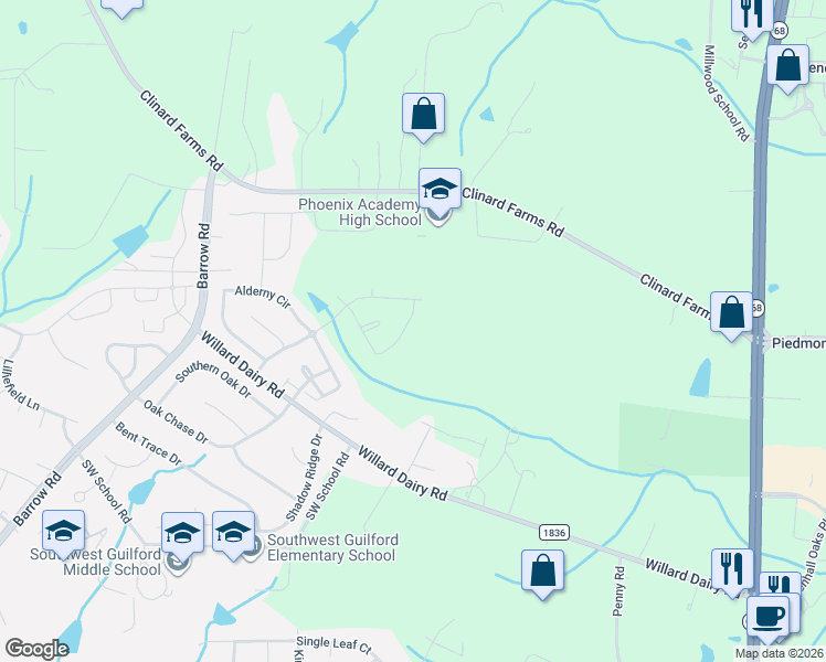 map of restaurants, bars, coffee shops, grocery stores, and more near 3829 Tonsley Place in High Point