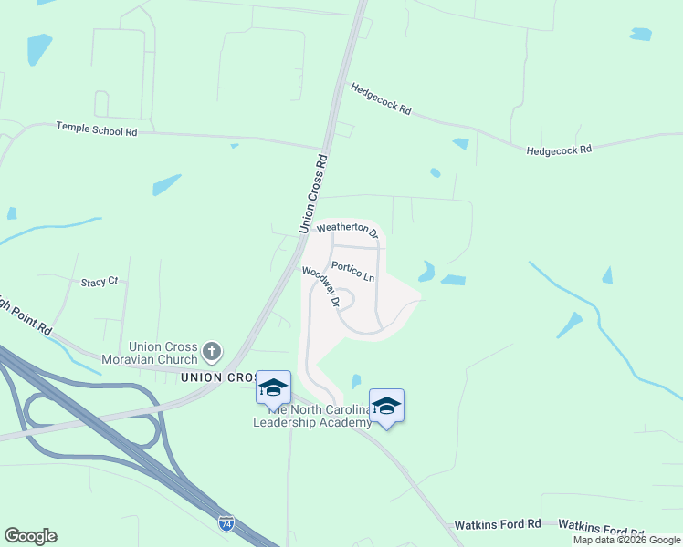 map of restaurants, bars, coffee shops, grocery stores, and more near 4330 Portico Lane in Kernersville