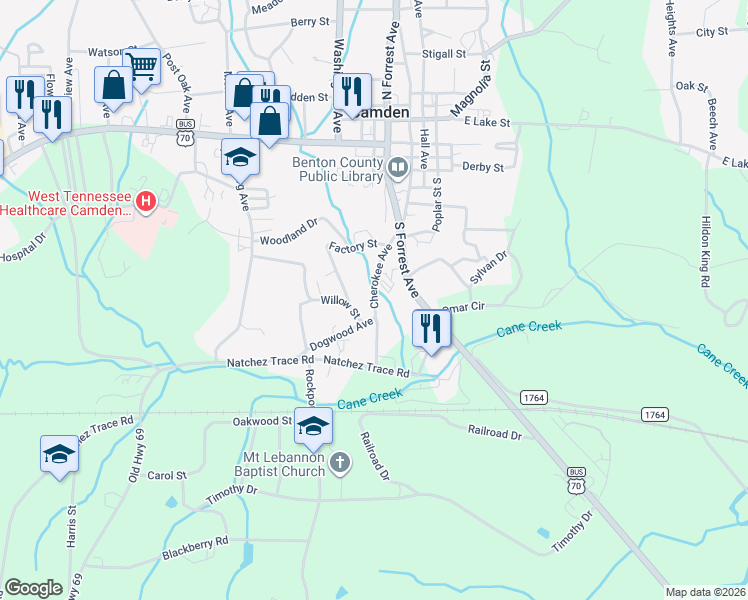 map of restaurants, bars, coffee shops, grocery stores, and more near 166 Cherokee Avenue in Camden