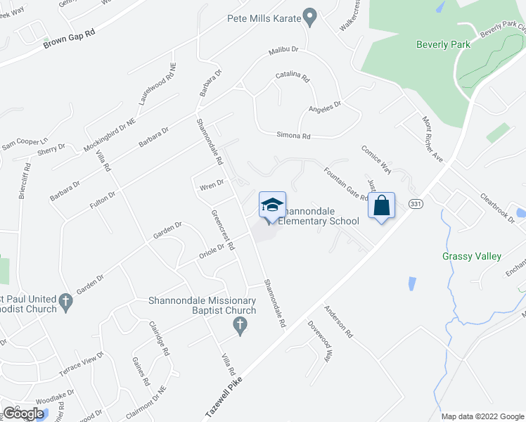 map of restaurants, bars, coffee shops, grocery stores, and more near 4808 Cannon Ridge Road Northeast in Knoxville
