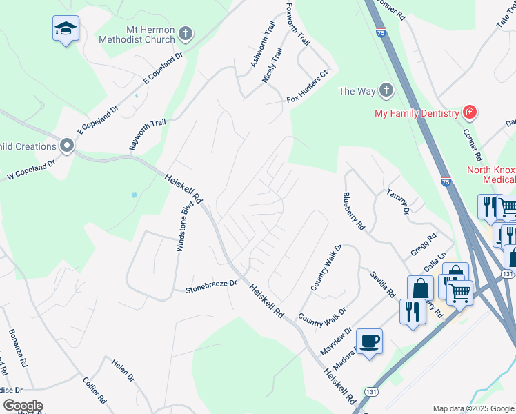map of restaurants, bars, coffee shops, grocery stores, and more near 8060 Intervale Way in Powell