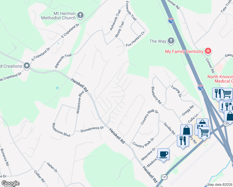 map of restaurants, bars, coffee shops, grocery stores, and more near 8042 Intervale Way in Powell