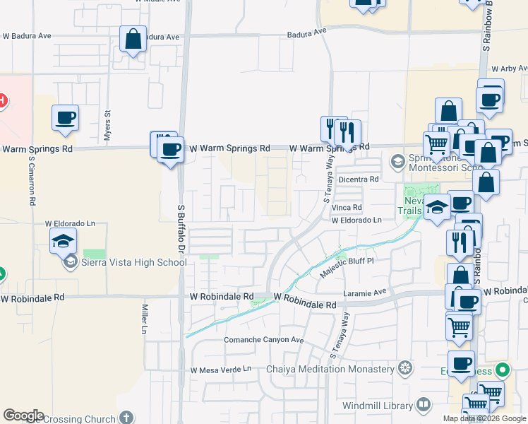 map of restaurants, bars, coffee shops, grocery stores, and more near 7475 Legacy Point Street in Las Vegas