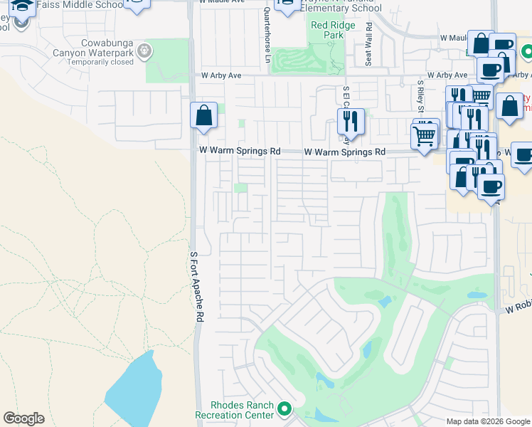 map of restaurants, bars, coffee shops, grocery stores, and more near 168 Macoby Run Street in Las Vegas