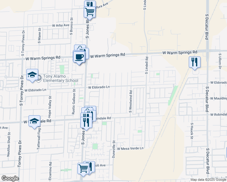 map of restaurants, bars, coffee shops, grocery stores, and more near 7529 Treasure Chest Street in Las Vegas