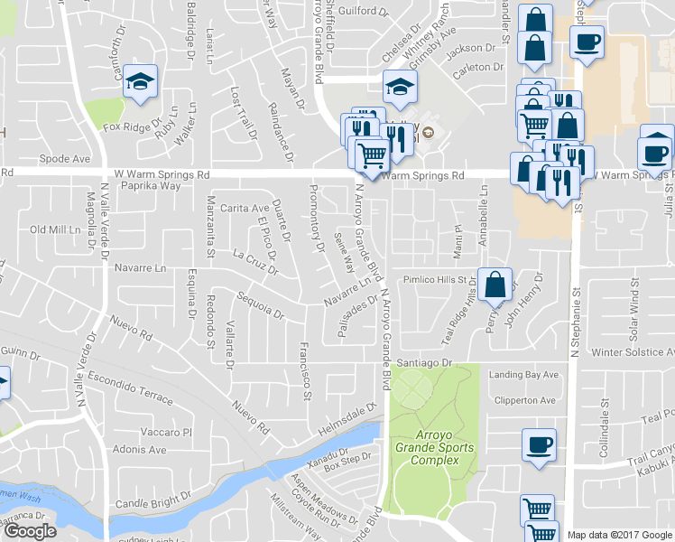 map of restaurants, bars, coffee shops, grocery stores, and more near 360 Promontory Drive in Henderson