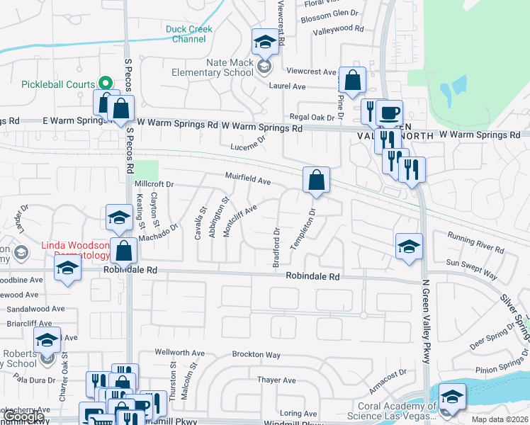 map of restaurants, bars, coffee shops, grocery stores, and more near 2348 Potters in Henderson