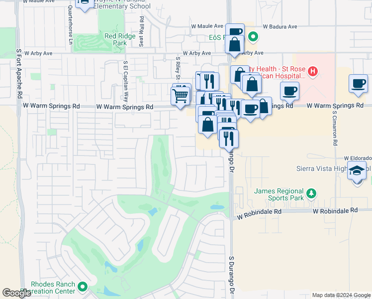 map of restaurants, bars, coffee shops, grocery stores, and more near 247 Willow Pond Court in Las Vegas