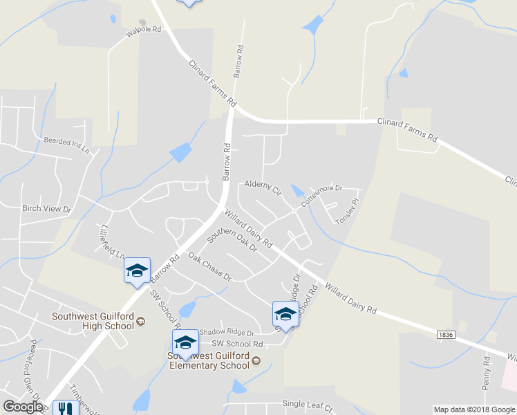 map of restaurants, bars, coffee shops, grocery stores, and more near 4417 Edbury Court in High Point