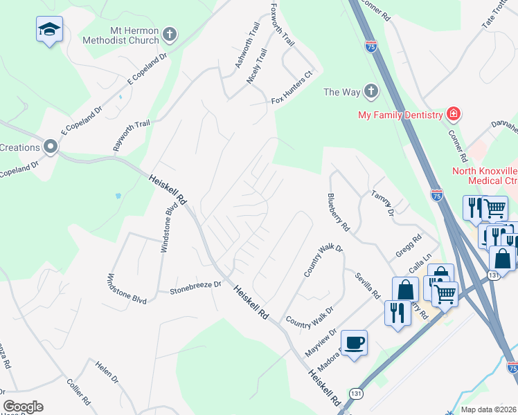 map of restaurants, bars, coffee shops, grocery stores, and more near 8042 Intervale Way in Powell