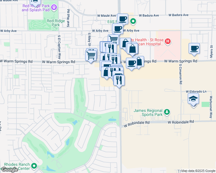 map of restaurants, bars, coffee shops, grocery stores, and more near 137 Temple Wood Court in Las Vegas
