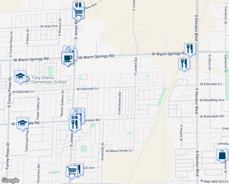 map of restaurants, bars, coffee shops, grocery stores, and more near 7527 Aurora Glow Street in Las Vegas