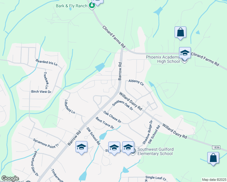 map of restaurants, bars, coffee shops, grocery stores, and more near 4501 Barrow Rd in High Point