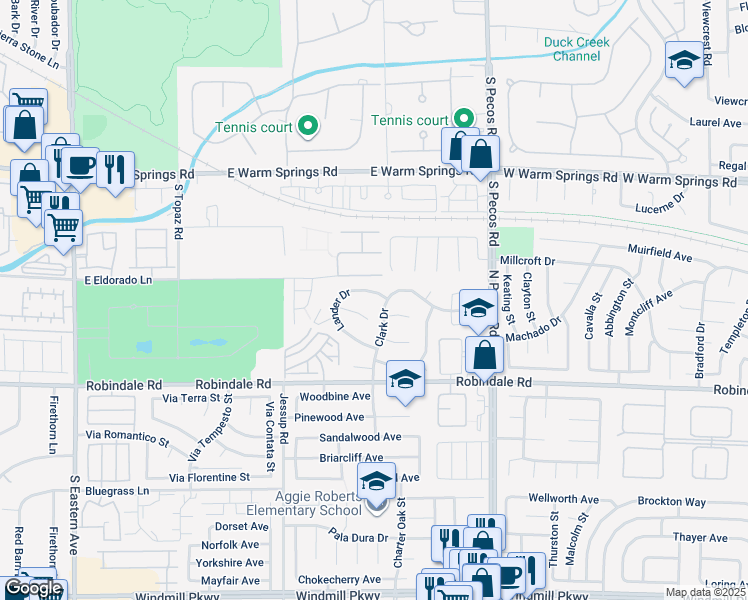 map of restaurants, bars, coffee shops, grocery stores, and more near 382 Lander Drive in Henderson